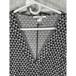Lascana Venus Southwestern V Neck Blouse Womens Sz Small Top Peplum Bell Sleeve